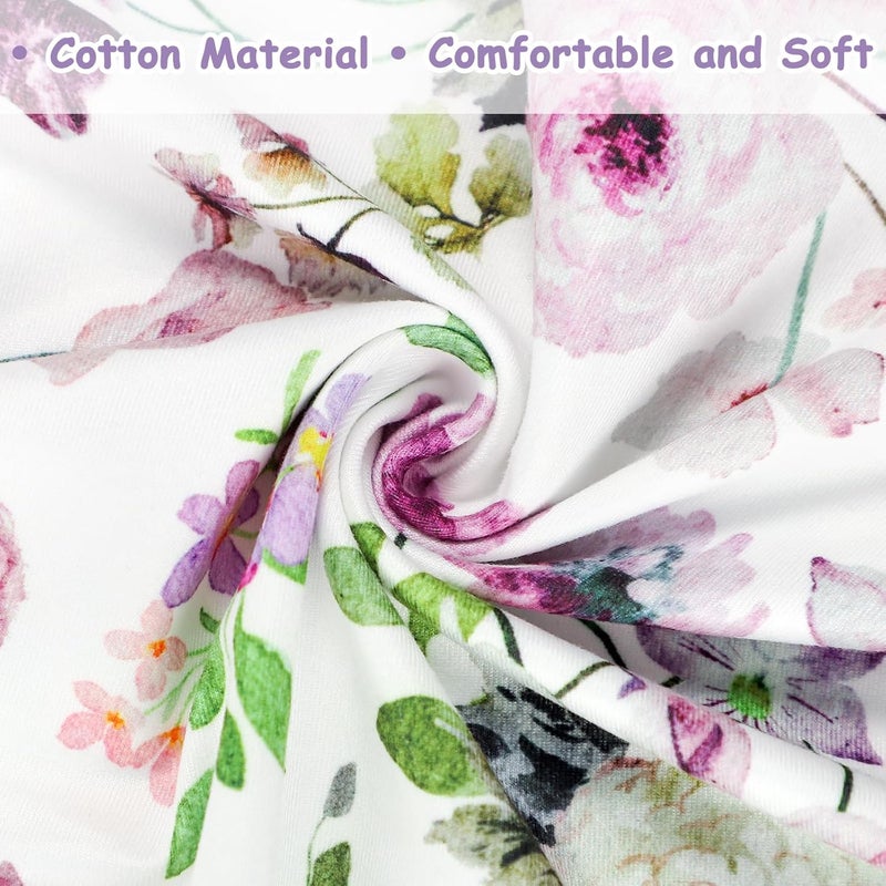 GFU Nursing Pillow Cover for Boys and Girls, Breastfeeding Pillow Case for Newborn, Soft Baby Breastfeeding Pillow Slipcover Colourful Purple Flowers, Stretchy Feeding Cover (Cover Only) - Image 3